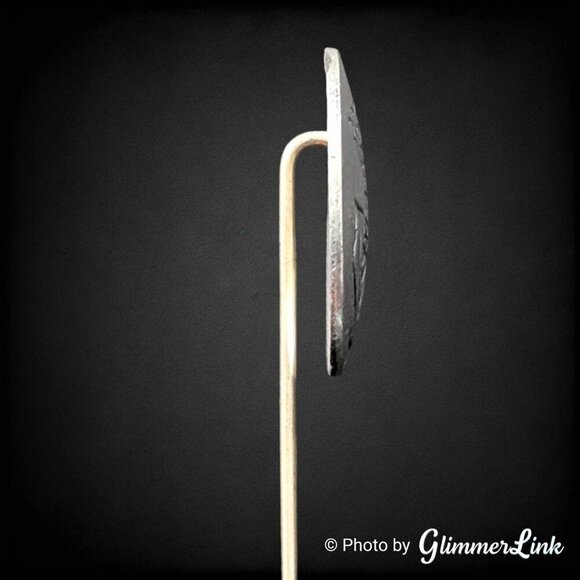 Vintage Kirk Pewter Round Floral Etched Stick Pin - Picture 6 of 9